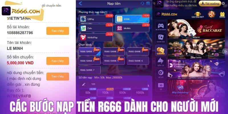 Các bước nạp tiền R666 dành cho người mới